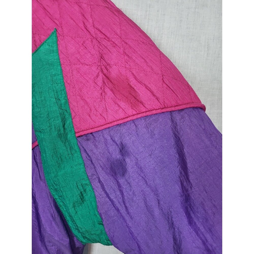 Ultimate 80's Puffer Ski Jacket Women's L Retro Vintage Coat Purple Pink Winter - Picture 5 of 8